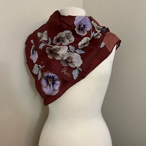Elegant Vintage Silk Floral Scarf in Burgundy